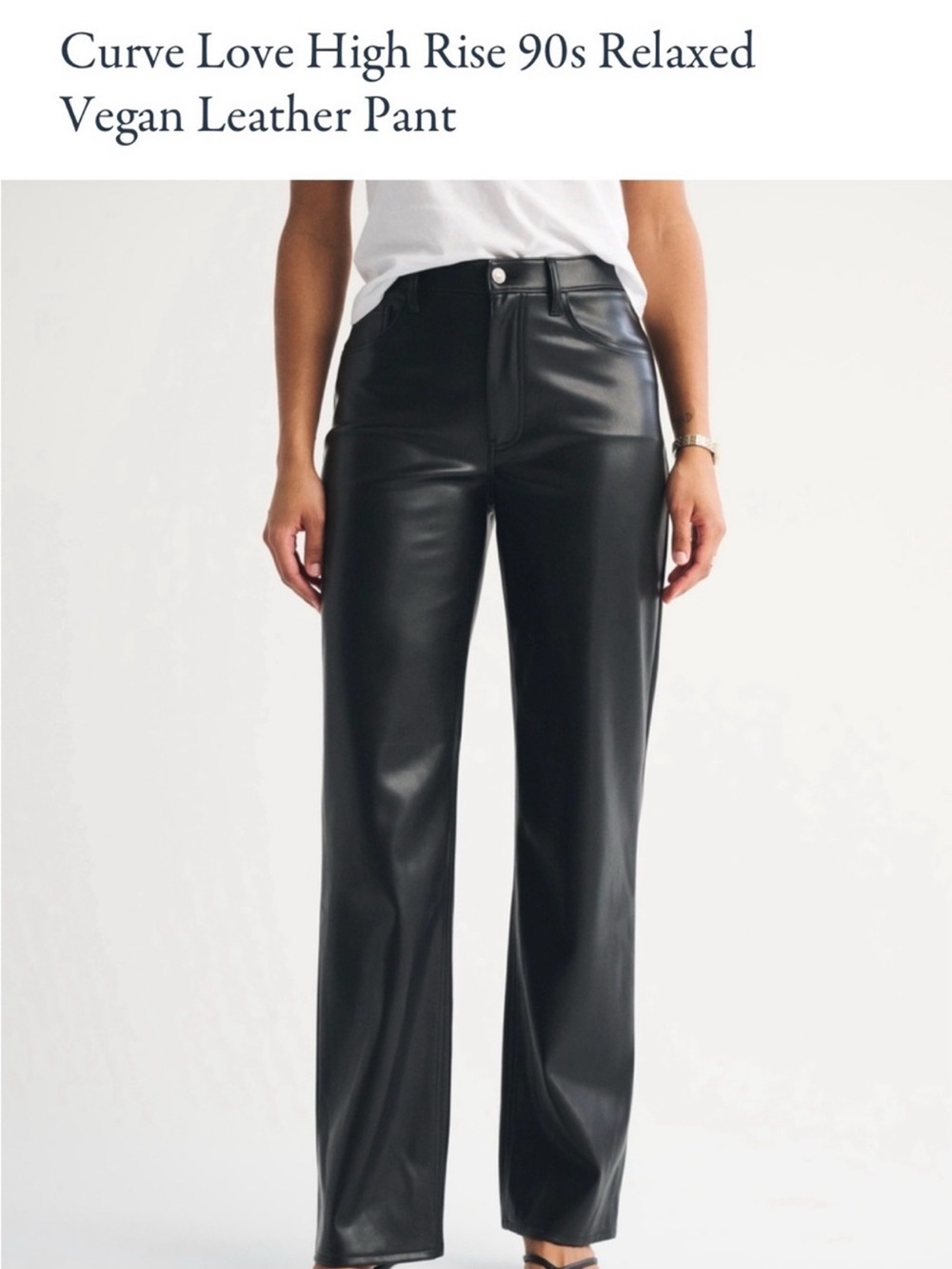 Abercrombie & Fitch Curve Love High-Rise Vegan Leather Wide Leg Pants - Black